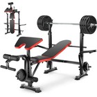 6 In 1 600lbs Weight Bench Set W squat Rack  Adjustable Incline Bench Press Set 