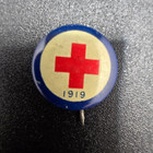 Antique 1919 Red Cross Pin  3 4  World War 1  Ww1 Button History Medical