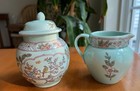 Adams Calyx Ware  singapore Bird   Covered Sugar   Creamer  No Chips  Stains  3 