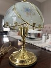 Vintage Petite Floral Glass   Brass Boudoir Table Lamp Accent Lamp Approx  11      