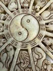 Unique Natural Carved Stone Lamp Finial Chinese Zodiac Animals  Ying Yang Symbol