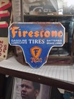 Vintage Rare Firestone Porcelain Metal Tire Sign Gas Oil Garage Automotive Parts