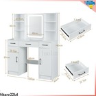 Large Vanity Makeup Table Set With Led Lighted Mirror For Bedroom Dressing Table