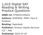 1010 Digital Sat Reading   Writing Practicequestions  Harvest Tested 