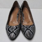 Vionic Mia Heels Black White Snake Skin Genuine Leather Sz 7 5