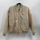 Vintage Birdie Bass Fishing Embroidered Bomber Jacket Tan Medium Made In Usa