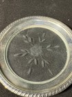 Vintage Single Sterling Silver Rim Cut   Etched Glass Dish Plate