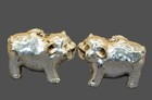 Antique Pair Silver Tone Lucky Pig Figurines Auspicious Chinese Vintage Decor