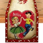 Vintage Happy Valentines Day Table Runner Retro Galentines Day Kitchen Dining 