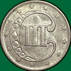 1852 Three Cent Silver Trime Choice Almost Uncirculated Au  Coin  50042