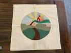 Vintage Handmade Wall Hanging Barn Sun Tree Farm Corduroy Hand Quilted 24   x25   