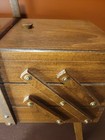 Vintage Wood Accordion Style Sewing Box 3 Tier Fold Out Chest