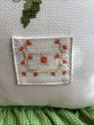 Vtg Handmade Cross Stitched Tooth Fairy Pillow  Green Polka Dot Trim  Flawless 