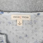 Moa Moa Blouse Top Womens L Blue Floral Pointelle Knit Long Sleeve Split Neck