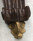 Vintage Heavy Mahogany Wood Pedestal Wall Shelf Scrolling Antiqued Gilt Acanthus