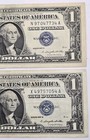 One 1957a Series   One 1957b Series  1 Dollar Silver Certificate Blue Seal Notes