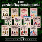 New G128 Garden Flag Set Holiday Gnomes 12x18in Burlap Fabric