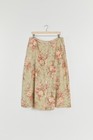 00s Mint Floral Linen Button Front Skirt Xl