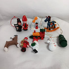 10 Wood Hand Painted Ornament Christmas Tree Snowman Rocking Horse Chimney Sweep