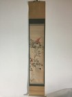 H1953 Japanese Vintage Hanging Scroll Kakejiku Hand Paint Paper Bird Plant