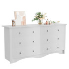 6 Drawer Wood Dresser Furniture Double Tier Storage Bedroom Living Room White