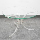 Mid Century Modern Coffee Table Lucite Glass Side End Table Clear Round Vintage
