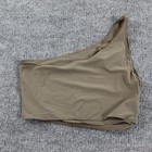 Alo Yoga Top Womens Small Mesh Sheer Illusion Tank Olive One Shoulder Athletic