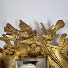 Antique Art Nouveau Gilt Bronze Desk Stand Inkwell Birds   Flowers 17cm Wide