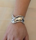 Vintage Ladies Wide Sterling Silver Bracelet Taxco Mexico