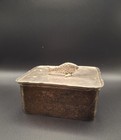Vintage Sardine Box - Silver Plated  Lidded  With Fish Finial - Rim Decoration