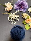 Lot - Vintage Fancy Silk Flowers Millinery Corsage Pins
