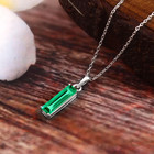 Emerald Baguette Cut Pendant Sterling Silver  Necklace For Man Women