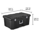 Rectangle Footlocker Storage Box Trunk Chest Durable Portable Plastic Black New