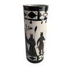 Large Vintage Black White Tall Skinny Vase Horse