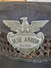    rare    Vintage Blue Arrow Dutch Name Metal Badge Bus Driver Hat Cap 