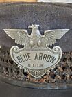    rare    Vintage Blue Arrow Name Metal Badge Bus Driver Hat Cap 