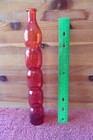 Long Red Glass Bottle Unique 5 Section Bubble Shape Blown Style Flower Vase 12 5