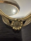 Vintage Matson Ormolu Floral Gold Tone Trim Oval Vanity Dresser Mirror