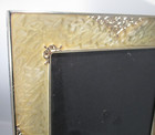 Faux Jewels Studded Gold Tone Enamel Picture Photo Frame Metal 4 x6  Photo Open