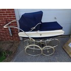 Vintage Pedigree Metal And Leather Pram Baby Coach Stroller