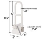 Adjustable Bathtub Safety Rail Shower Grab Bar Handle Stainless Steel White Used