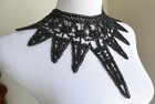 Antique Victorian Black Glass Beaded Lace Dress Collar