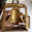Vintage Gold Cast Metal Bookends Liberty Bell Design