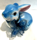 Hand Painted Lusterware Blue Easter Rabbit Figurine