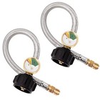 15-inch Rv Propane Hose With Gauge For 5-40lb Tanks Camper Gas Line Silver New