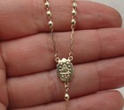 22  3mm Diamond Cut Ball Bead Cross Rosary Chain Necklace Real 14k Yellow Gold