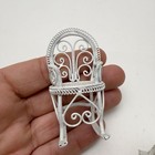 Vintage Dollhouse Furniture Set Of 2 White Wire Metal Patio Rocking Chairs