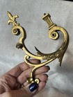 Antique Pair Elegant Brass Curtain Finials Tie Backs   Wall Scounces