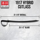 Honshu 1917 Hybrid Cutlass   Carbon Steel Blade   Pirate Sword   Overall 31 1 8 