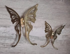 2 Vintage Brass   Wood Swallowtail Butterflies - Homco Wall Decor 1970 s